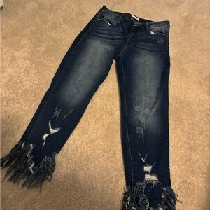 Distressed Frayed Hem Women's Jeans